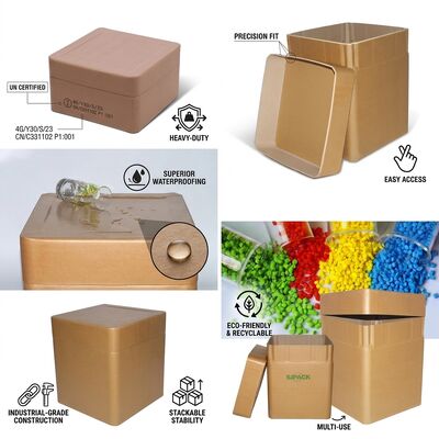 buy Stackable 55 Gallon Square Fiber Drum Lightweight Steel Alternative Bulk Industrial Container 4-Layer Loading online manufacture