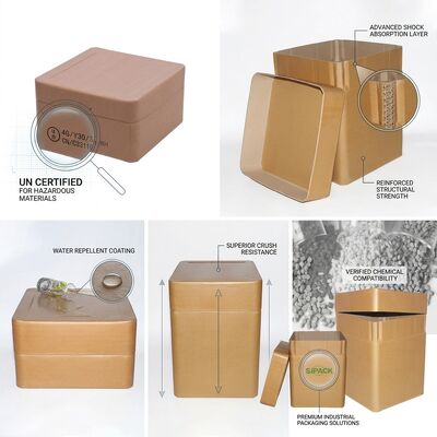 buy Chemical Powder Compatible 10 Gallon Square Fiber Drum Leak-Proof Sealed Container PE Lined Industrial Packaging online manufacture